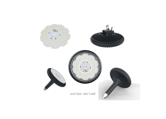 Driverless UFO Led High Bay Luminer IK10 IP65 Industri E40 E39 150W Untuk Gudang