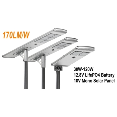 Lampu Jalan Luar Ruangan Bertenaga Surya Lumens Tinggi 170lm / w 60W SMD IP65 Untuk Jalan