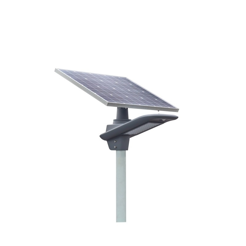 130-150LM / W Lumen Tinggi 60W DC 11.1V Baterai Cerdas Solar Powered LED Street Light Perumahan Abu-abu dengan Garansi 3 Tahun