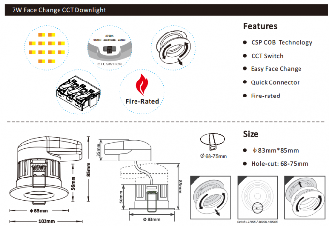 7W memimpin downlight